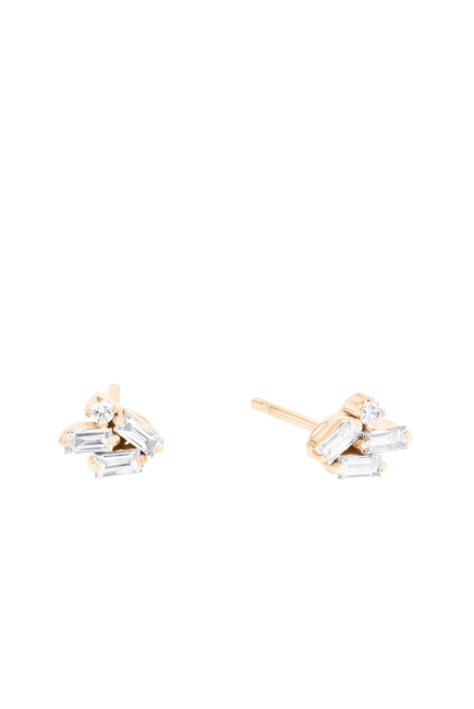 Mini Cluster White Diamond Stud Earrings